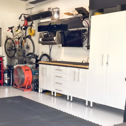 White Modular 5 Piece Set of Garage Cabinets