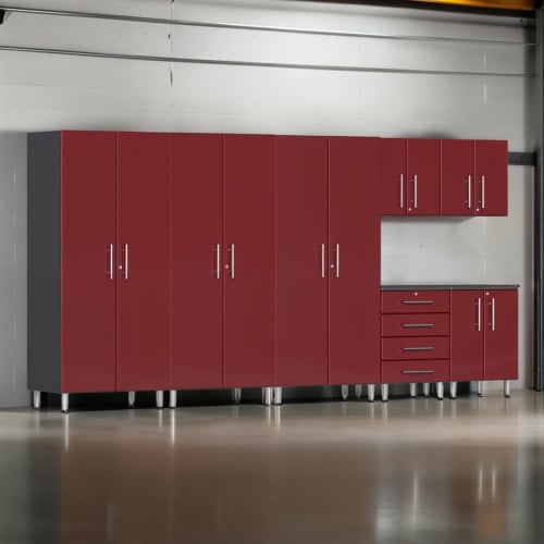Red Modular 7 Piece Kit of Garage Cabinets