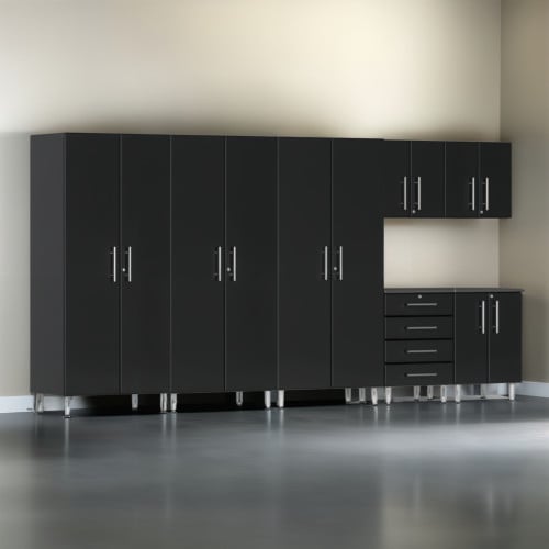 Black Modular 7 Piece Kit of Garage Cabinets