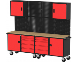 8 foot wide Red Professional Grade Cabinet Set