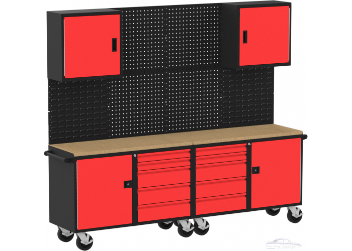 8 foot wide Red Professional Grade Cabinet Set