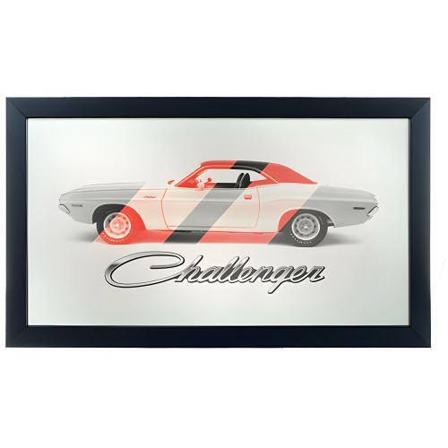 Dodge Logo Mirror - Challenger Stripes