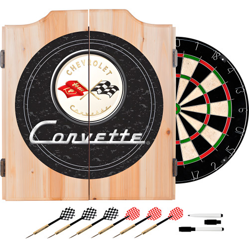Corvette C1 Dart Cabinet Includes Darts and Board - Black