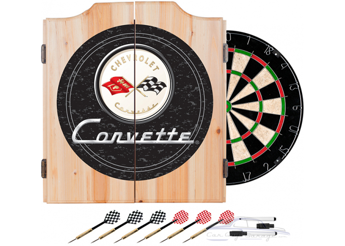 Corvette C1 Dart Cabinet Includes Darts and Board - Black