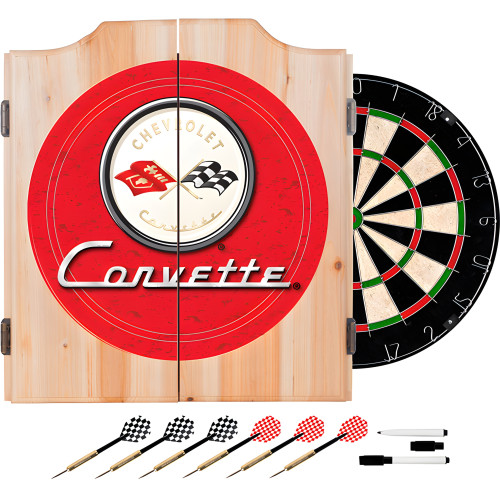 Corvette C1 Dart Cabinet Includes Darts and Board - Red