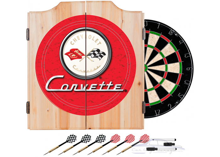 Corvette C1 Dart Cabinet Includes Darts and Board - Red