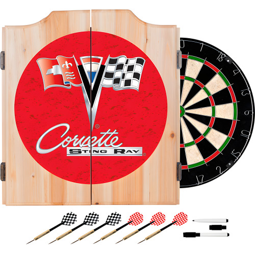 Corvette C2 Red Wood Dart Cabinet Set