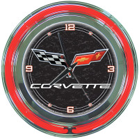 Corvette C6 Neon Clock - 14 inch Diameter - Black