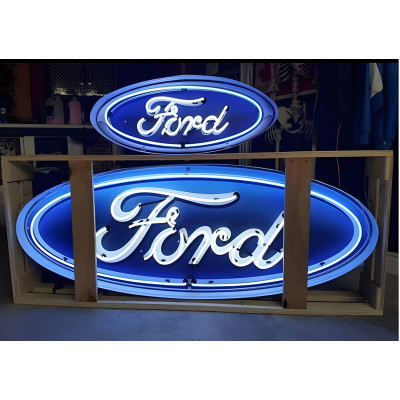 5 Foot Ford Oval Neon Sign - Iconic Blue Logo, Indoor Use