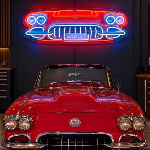 Chevrolet Corvette C1 Front Grille Neon Sign - 60" x 23"