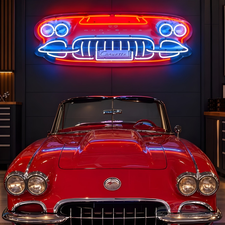 Chevrolet Corvette C1 Front Grille Neon Sign - 60" x 23"