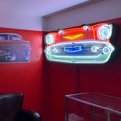 57 Chevy Bel Air Grill Neon Sign - Iconic Car Decor, 60x27x6