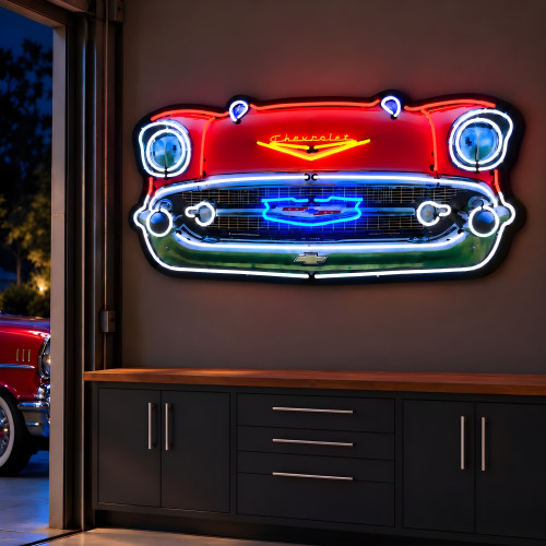 1957 Chevy Bel Air Front End Grille Neon Sign - 60" x 27"
