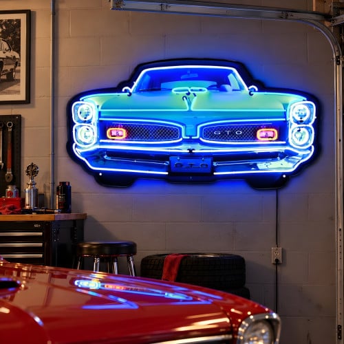 Pontiac GTO Front Grille Neon Garage Sign - 60" x 29"