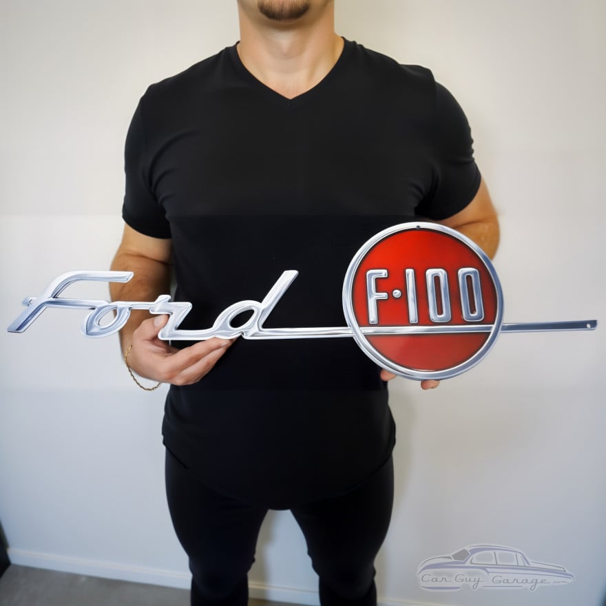 1955 Ford F-100 Emblem Die-Cut Metal Wall Sign, Officially Licensed