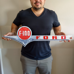 1956 Ford F-100 Hood Emblem Metal Sign - Ford Wall Art