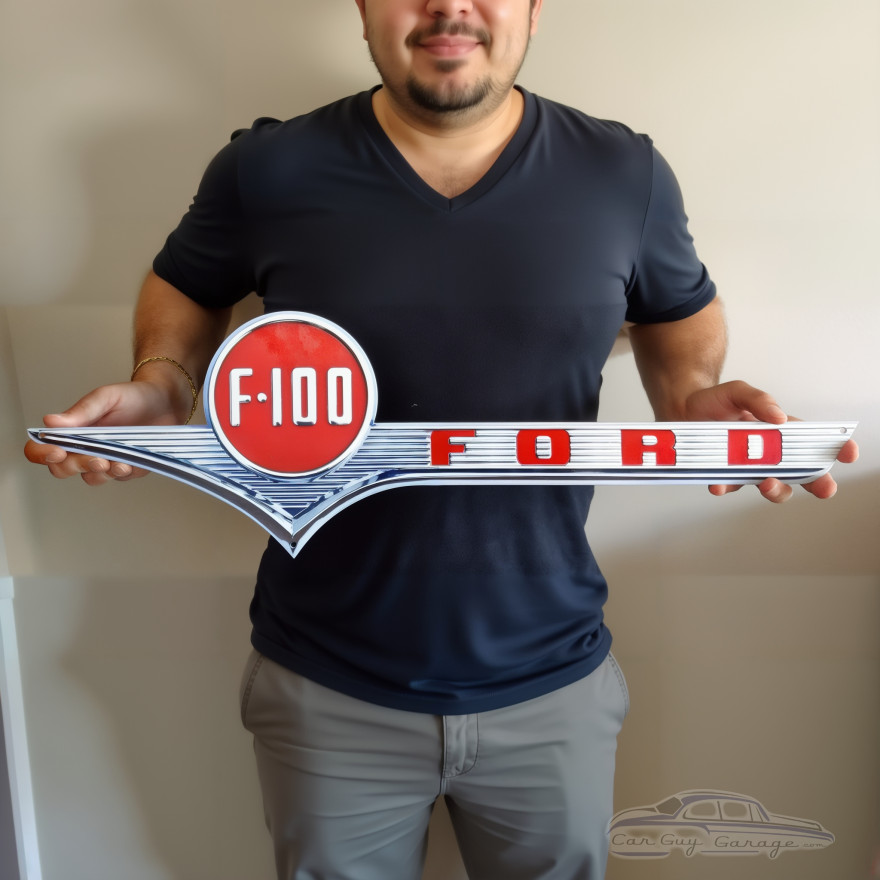 1956 Ford F-100 Hood Emblem Metal Sign - Ford Wall Art