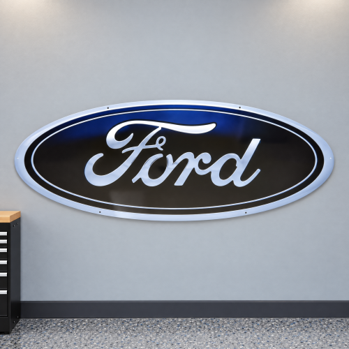 Ford Blue Oval Metal Sign - Official 14-Gauge Steel
