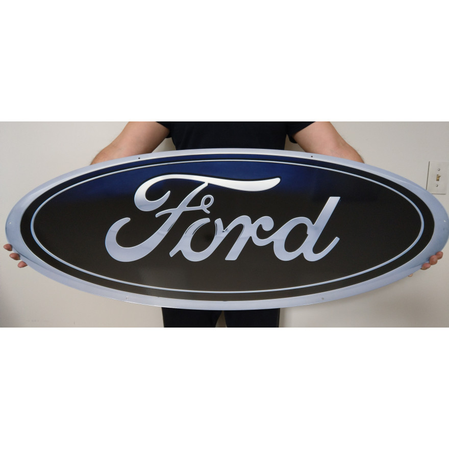 Official Ford Blue Oval Metal Emblem Sign - 14-Gauge Steel
