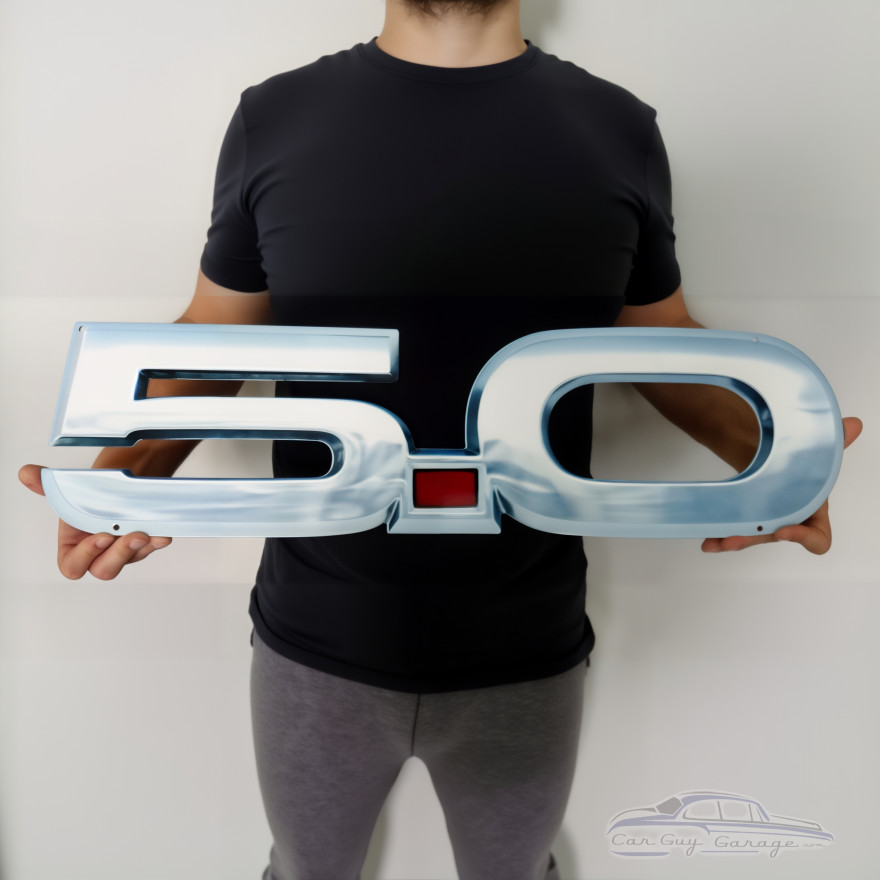 Ford Mustang 5.0 Chrome-Look Metal Wall Sign - Licensed