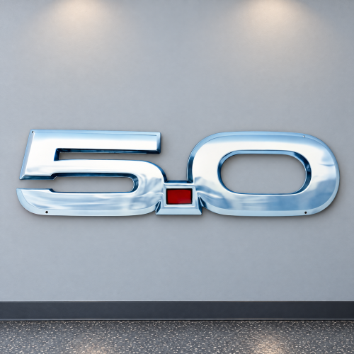 Ford Mustang 5.0 Chrome-Look Metal Wall Sign - Licensed