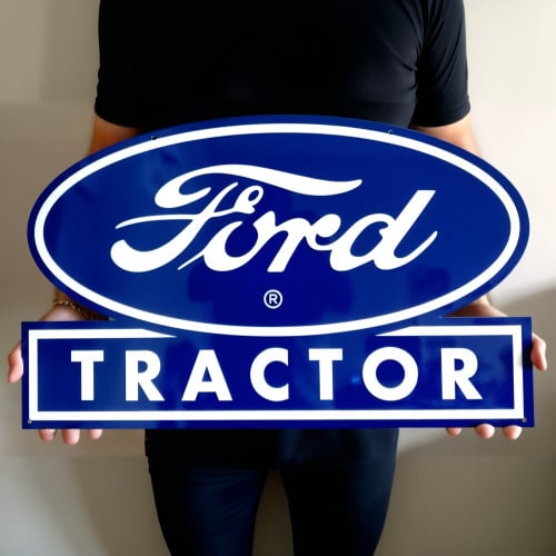 Ford Tractor Sign - Blue Oval 14-Gauge Steel Wall Art
