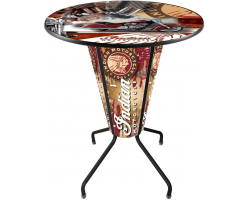LED Indian Motorcycle Pub Table with Logo Wrap and Collage Top
