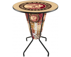 LED Indian Motorcycle Pub Table with Logo Wrap and Logo Top