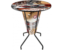 LED Indian Motorcycle Pub Table with Motorcycle Wrap and Collage Top