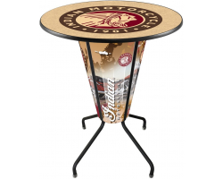 LED Indian Motorcycle Pub Table with Motorcycle Wrap and Logo Top