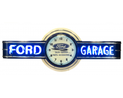 72" Wide Ford Garage Neon Sign and Clock