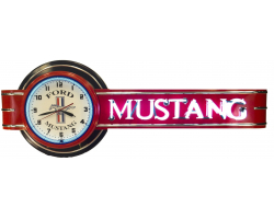 72" Wide Red Offset Ford Mustang Clock and Neon Sign
