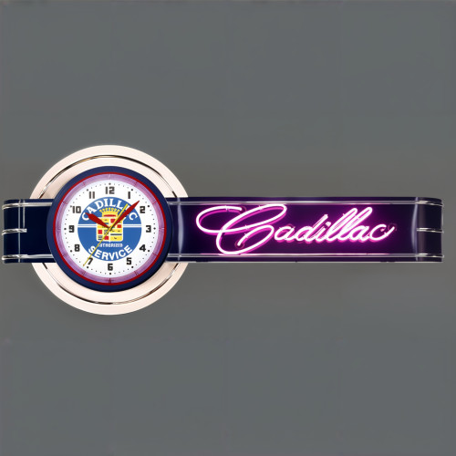 72" Wide Cadillac Clock and Neon Sign