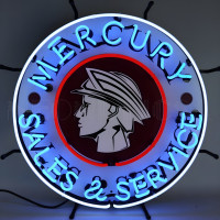 Mercury Sales & Service Neon Dealership Sign - 24" Round