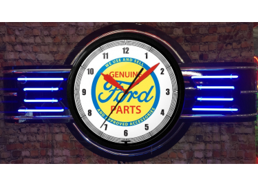 15" Diameter 8FRDGP Ford Genuine Parts Logo Blue Neon Hanging Wall Clock 