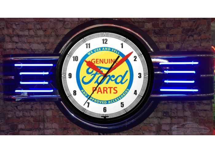 48" Ford Genuine Parts Clock and Neon Sign