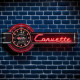 Chevrolet Corvette Offset Neon Sign with 20-Inch Clock - 72" x 26"