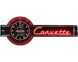 72" Wide Offset Chevrolet Corvette Clock and Neon Sign