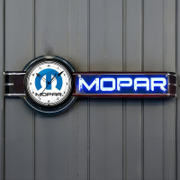 72" wide Offset Mopar Clock and Mopar Neon Sign