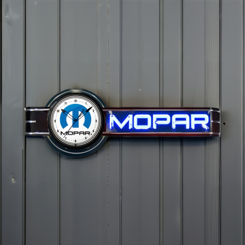 72" wide Offset Mopar Clock and Mopar Neon Sign