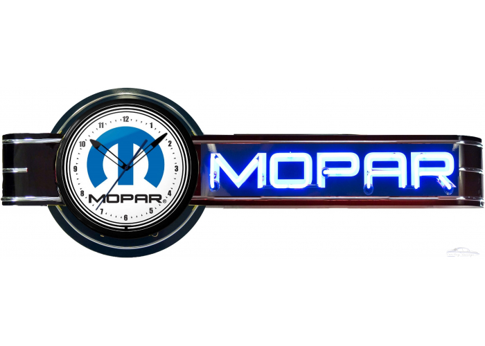 72" wide Offset Mopar Clock and Mopar Neon Sign