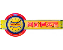 72" wide Offset Yellow Mopar Clock and Mopar Neon Sign