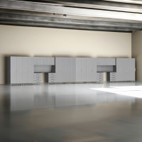 Silver Modular 20-Piece Garage Cabinet System with Workstations