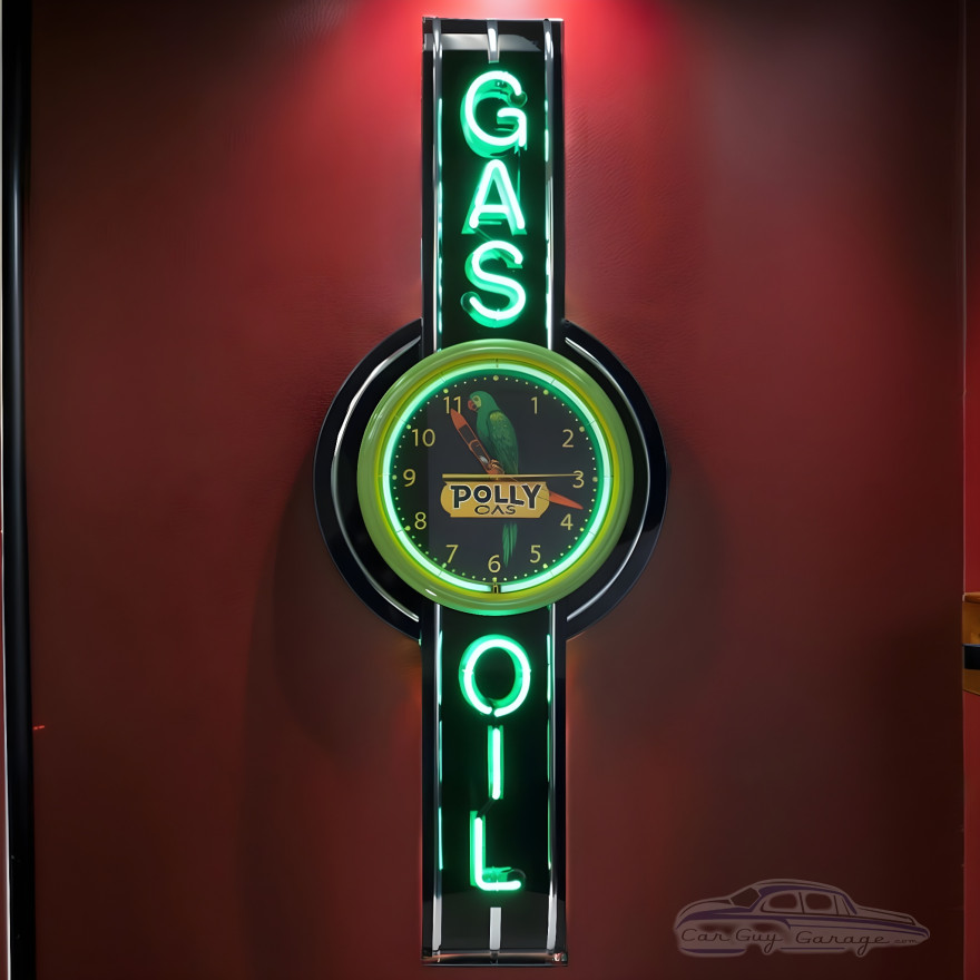72" Tall Polly Gas and Oil Neon Sign and Clock 72" Tall Polly Gas and Oil Neon Sign and Clock