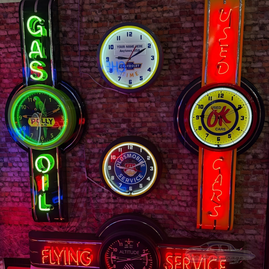 Polly Gas Parrot Gas & Oil Vertical Neon Clock Sign - 26" x 72"