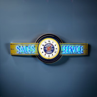 72" wide Oldsmobile Clock and Sales and Service Neon Sign