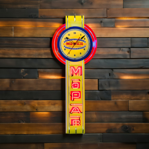 72" Tall Yellow Mopar Clock and Mopar Neon Sign