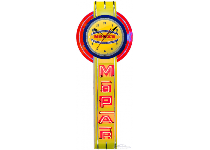 72" Tall Yellow Mopar Clock and Mopar Neon Sign