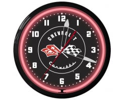 Black and Red 20" Neon Corvette Clock