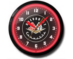 Black and Red Neon Chevrolet Corvette Clock